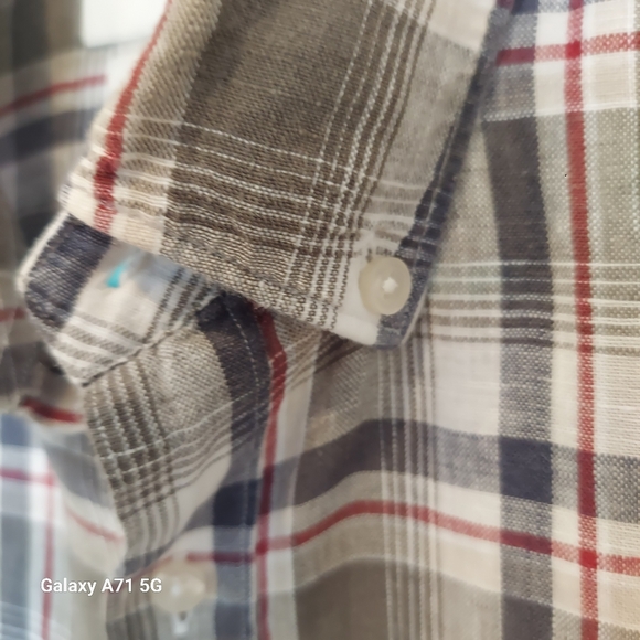 Massimo Dutti 100% Linen Gray Plaid Mens Button Down Shirt Sz M - Picture 13 of 17